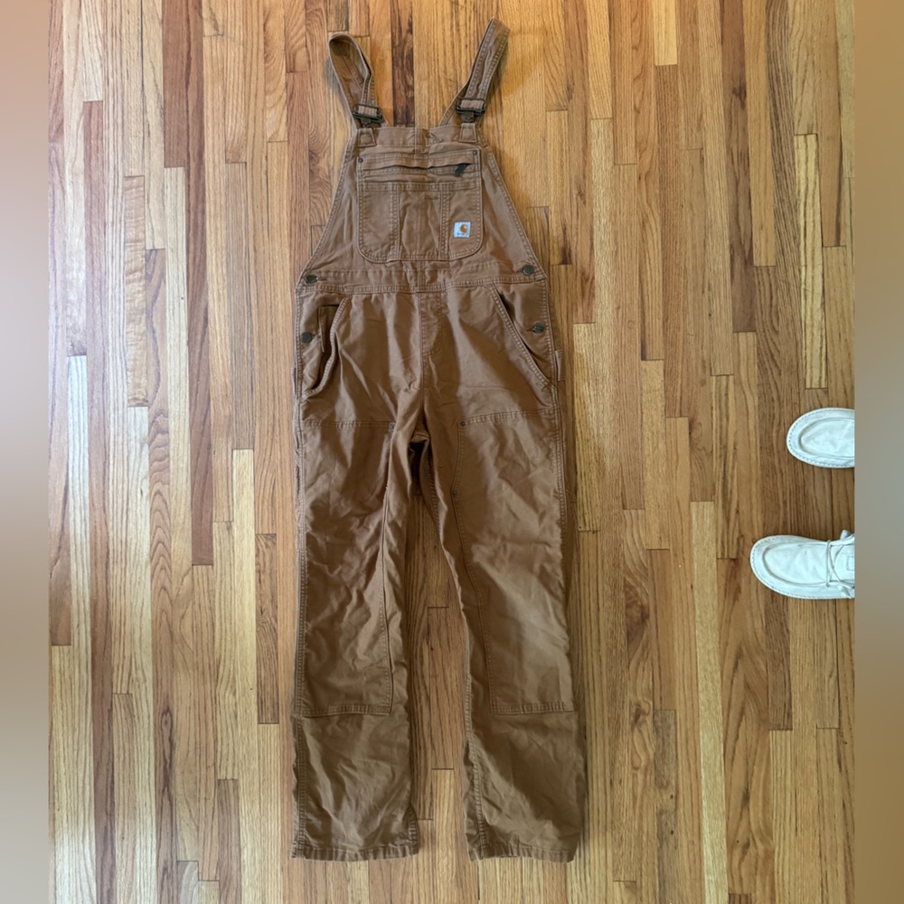 Carhartt Women's Double Knee Loose Fit Duck Bib Overall Small 4-6 tan